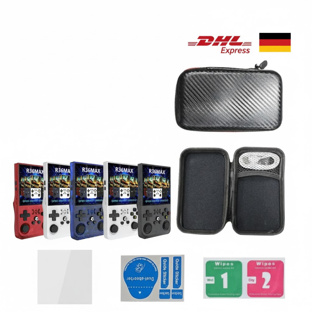 R36 Max Retro Handheld Spielekonsole mit 4 Zoll IPS Display